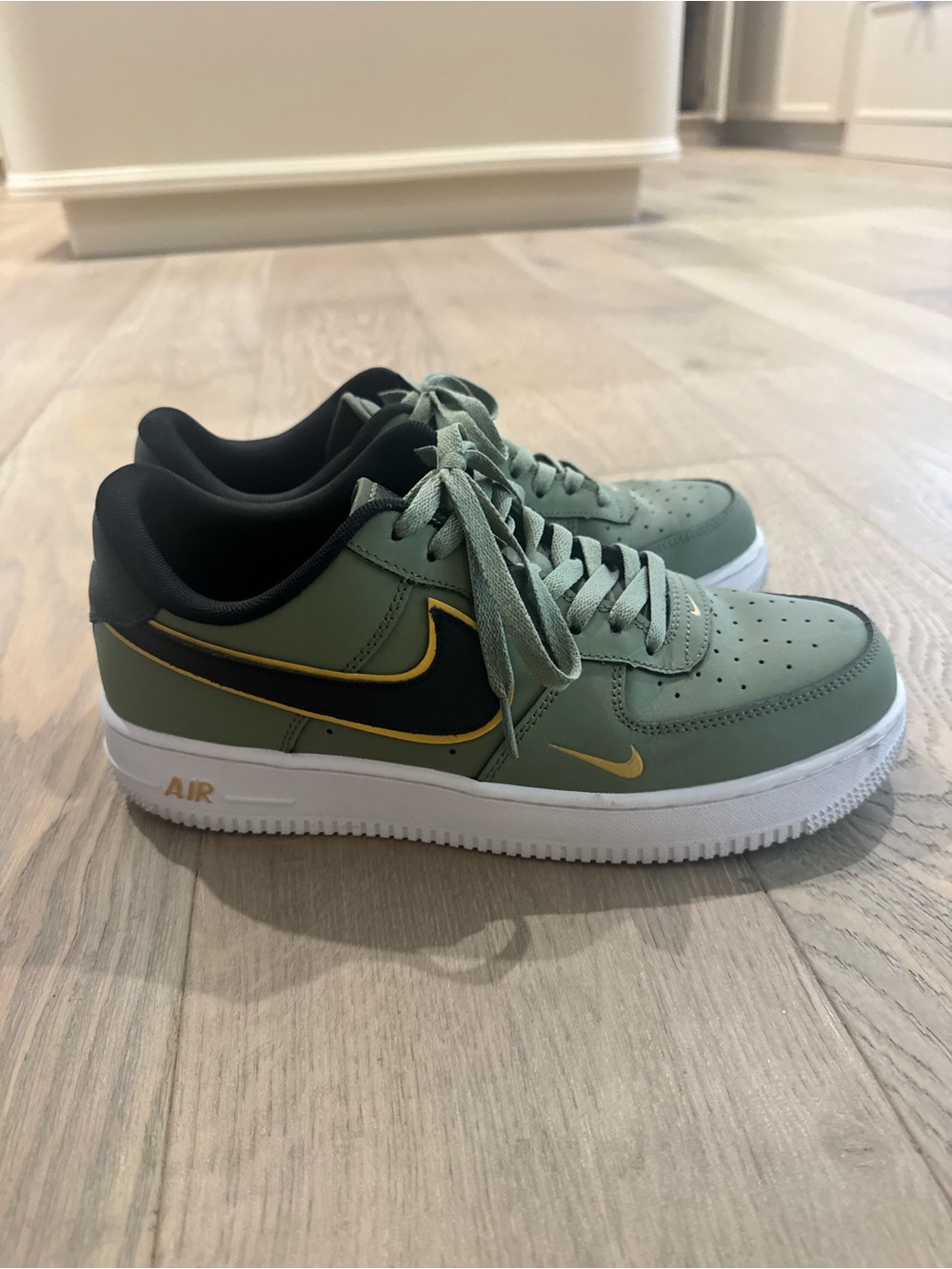 Nike Air Force 1 Low — Olive Green with Black & Gold Accents - Picture 3 of 5